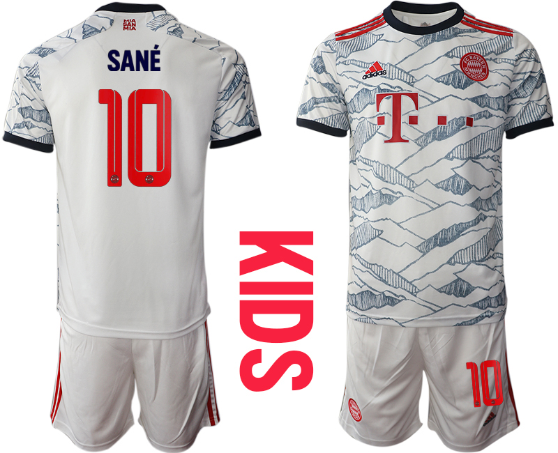 Youth 2021-2022 Club Bayern Munich Second away white #10 Soccer Jersey